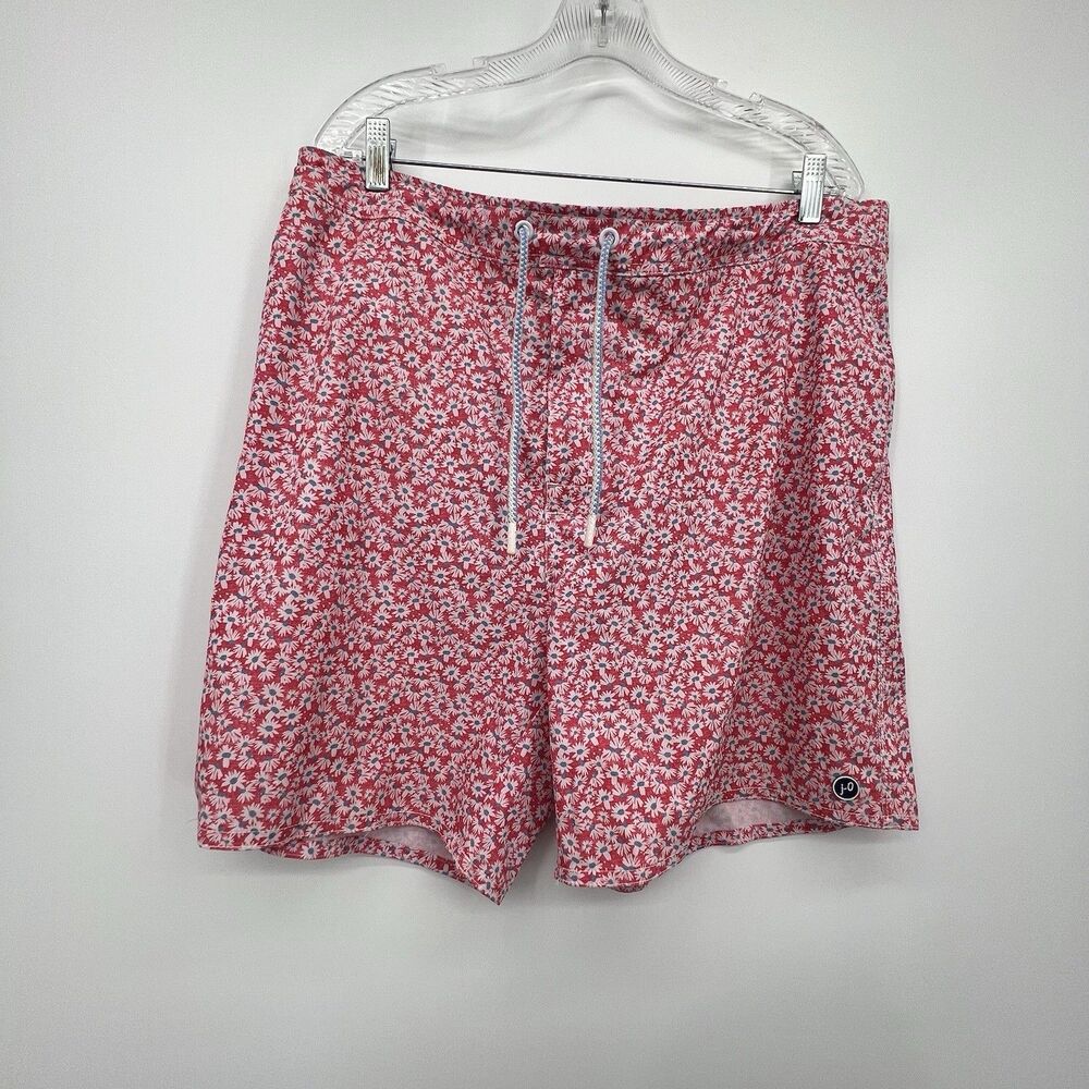 Johnnie O Mens Brava Half Elastic 7” Swim Trunks Size XXL Pink Floral Lined Vaca